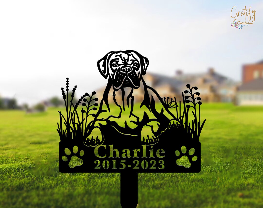 Boxers Dog Sign , Custom Dog Memorial Stake, Metal Stake, Sympathy Sign, Pet Grave Marker