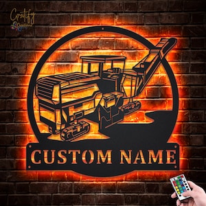 Asphalt Milling Machines Metal Sign LED Lights, Custom Milling Machines Metal Sign, Milling Machines Neon Wall Decor, Machine Wall Hanging