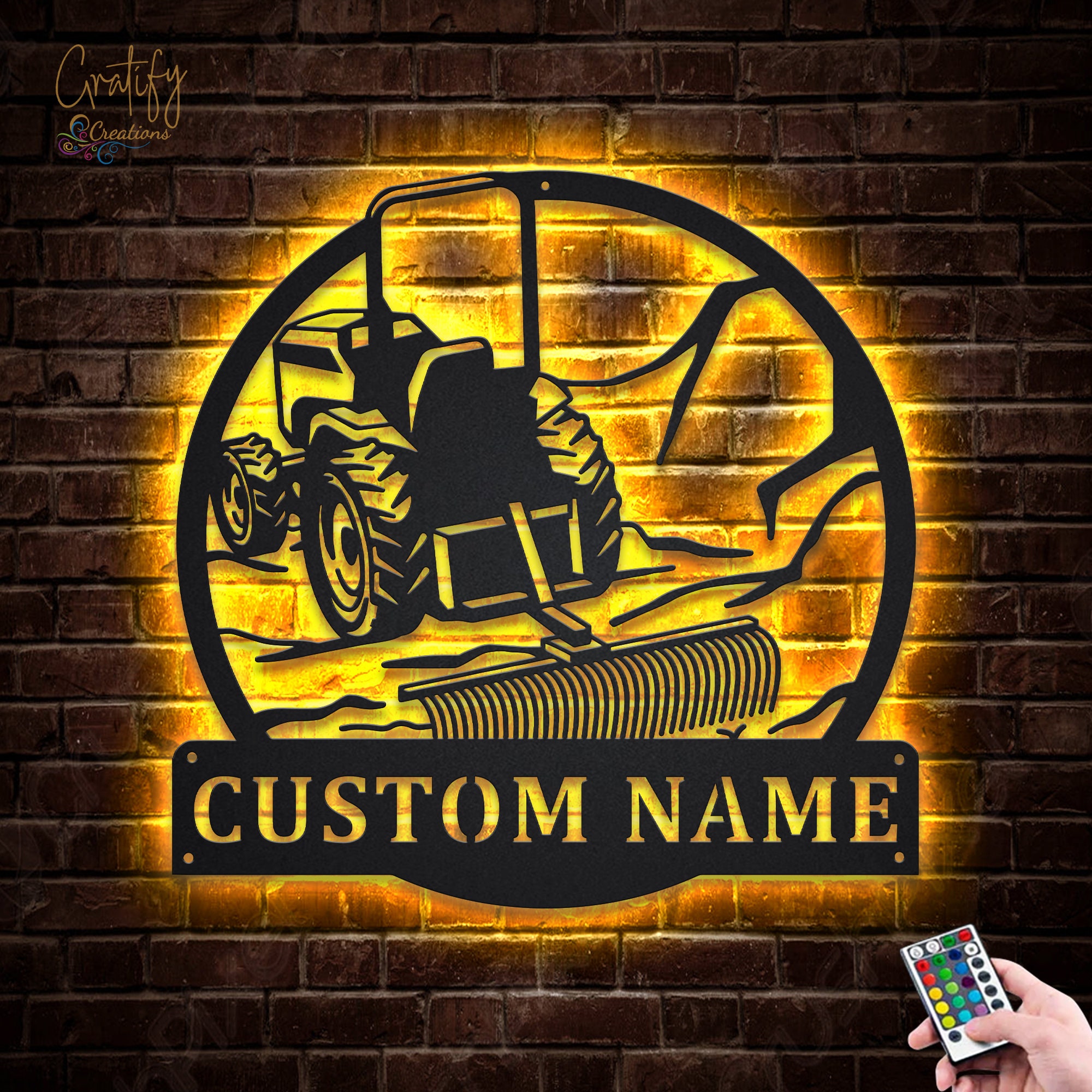 Tractor Rake Metal Sign LED Lights, Custom Tractor Rake Metal Sign ...