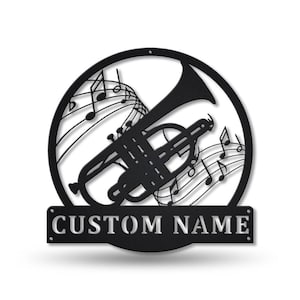 Personalized Cornet Music Metal Sign Art, Custom Cornet Music Metal Sign, Cornet Player Name Sign, Cornet Studio Room Decor
