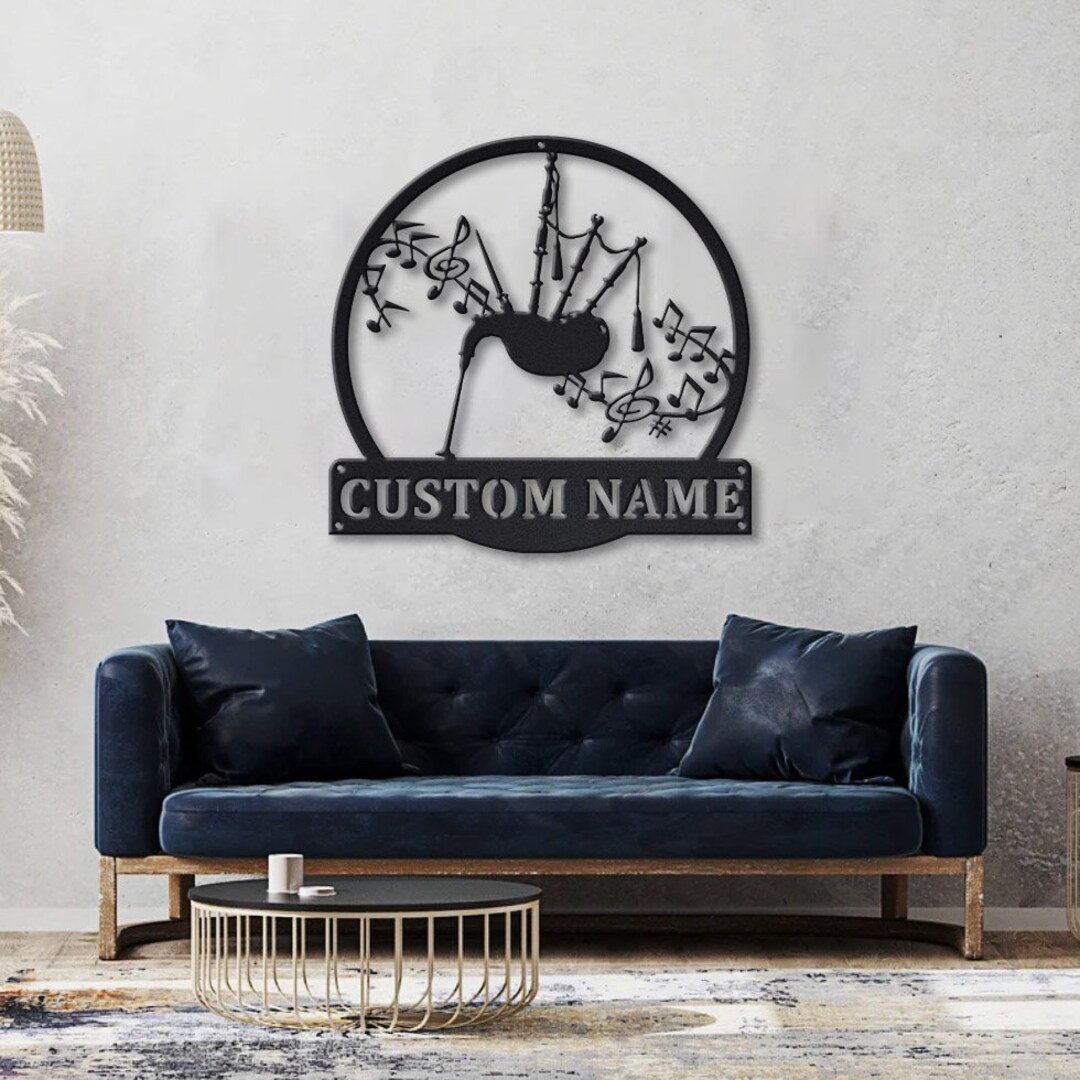 Bagpipes Music Metal Sign Art, Custom Bagpipes Music Metal Sign