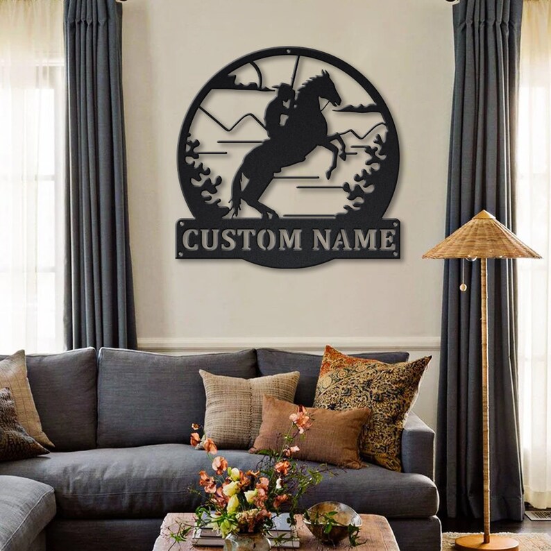 Horse and Rider Metal Sign LED Lights V4, Custom Horse and Rider Metal ...