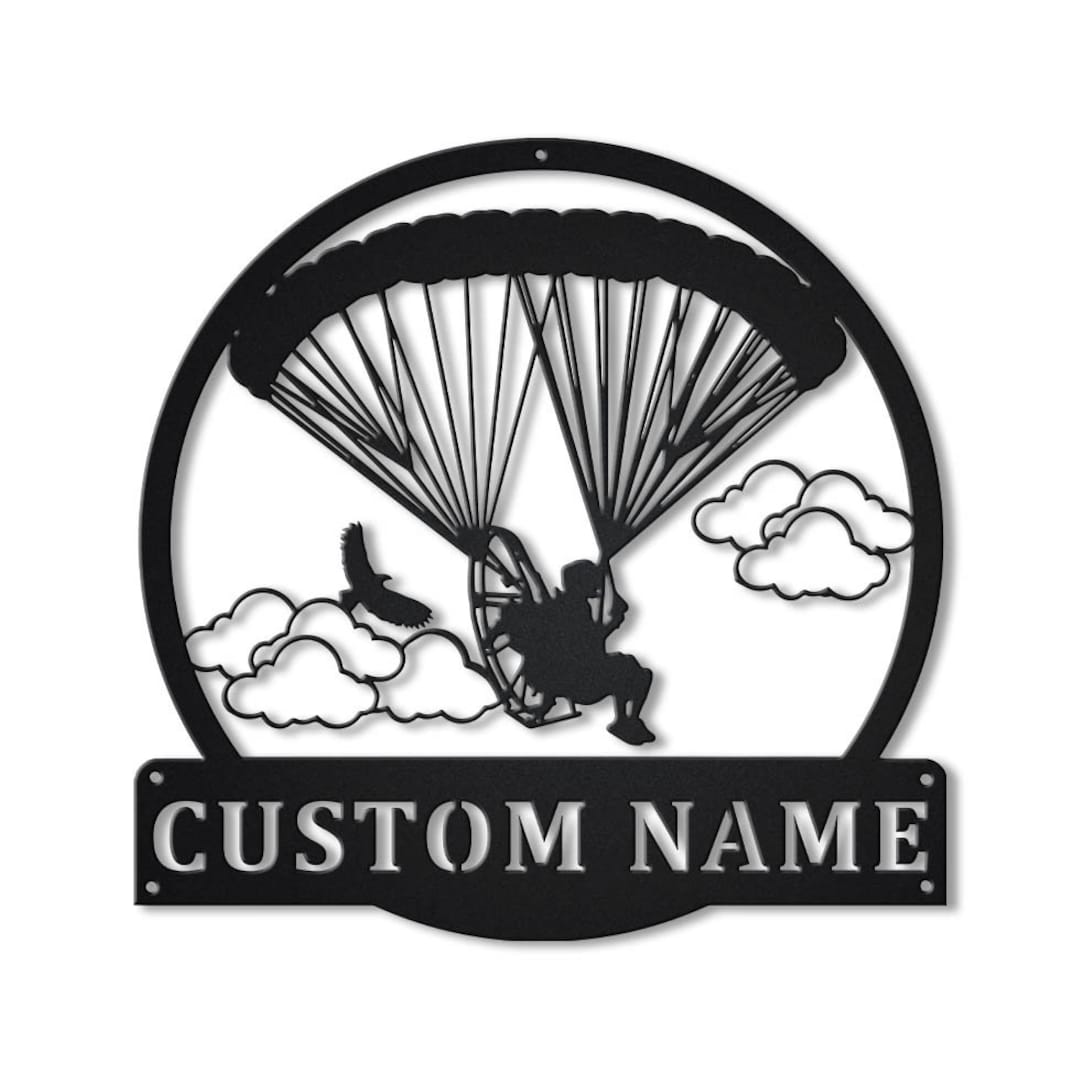Custom Powered Parachute Monogram Metal Sign Art, Personalized Powered Parachute Metal Sign