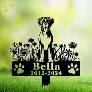 Boxer Dog Sign Custom Dog Memorial Stake, Metal Stake, Sympathy Sign, Pet Grave Marker, Remembrance Stake,  Pet Memorial Gift