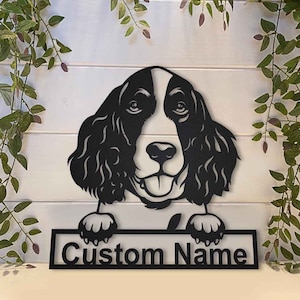English Springer Spaniel Metal Sign Art, Custom Springer Spaniel Metal Sign, English Springer Spaniel Dog Wall Hanging For Decoration