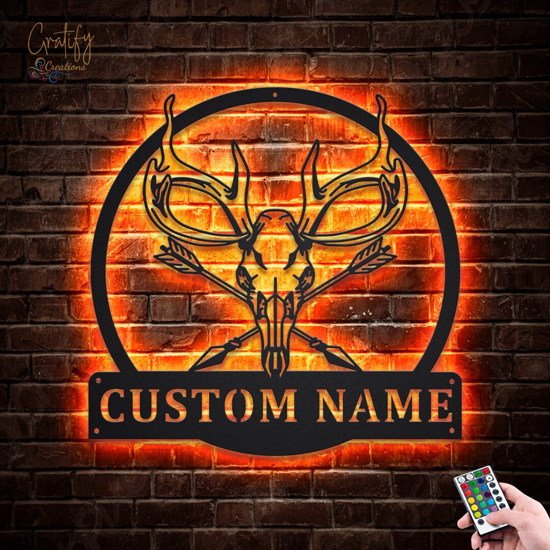 Hunting Metal Sign LED Lights V2, Custom Hunting Metal Sign, Dog Hunter ...