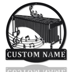 Custom Marimba Music Metal Sign Art, Personalized Marimba Monogram Metal Sign, Musical Instrument, Marimba Music Gift, Music Wall Art