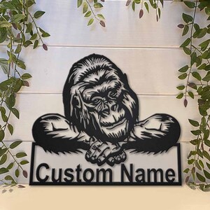 Gorilla Metal Sign Art, Custom Gorilla Metal Sign, Gorilla Animal Metal Wall Decor, Gorilla Wall Hanging For Decoration