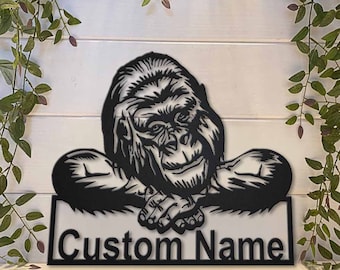 Custom Gorilla Metal Wall Sign – Animal Decor for Home or Garden