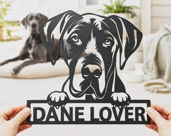 Custom Great Dane Dog Metal Sign Art, Personalized Great Dane Dog Metal Sign, Dog Name Sign, Dog Wall Hanging For Decoration