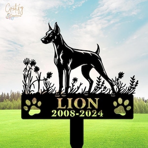 Doberman Pinscher Dog Sign Custom Dog Memorial Stake, Metal Stake, Sympathy Sign, Pet Grave Marker, Remembrance Stake,  Pet Memorial Gift