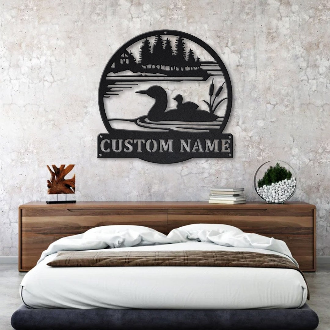 Custom Loon Duck Monogram Metal Sign Art, Personalized Loon Duck Metal ...