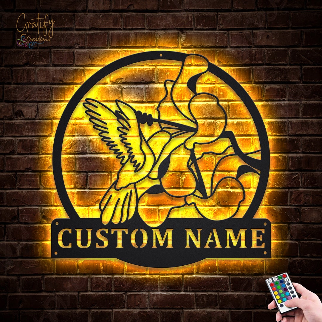 Hummingbird Metal Sign LED Lights V1, Custom Hummingbird Bird Metal ...