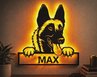 Malinois Dog Metal Wall Art LED Lights, Custom Malinois Metal Wall Art , Malinois Dog Neon Sign Metal Wall Decor, Dog Wall Hanging