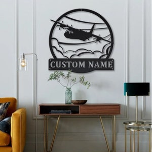 Custom Airplane Monogram Metal Sign With LED Lights V8, Personalized ...