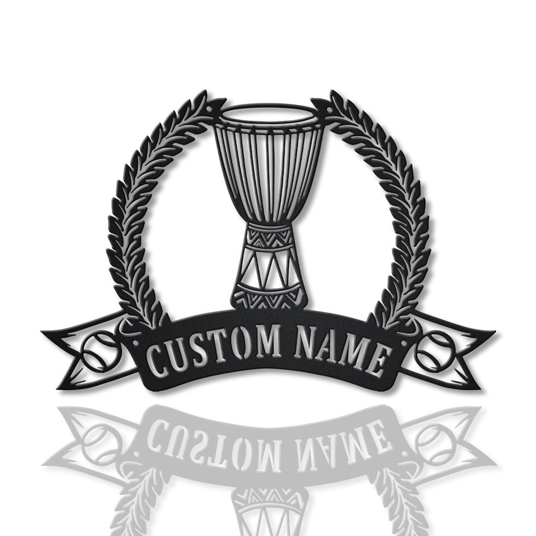 African Drum Djembe Metal Sign Art, Custom Djembe Music Metal Signs