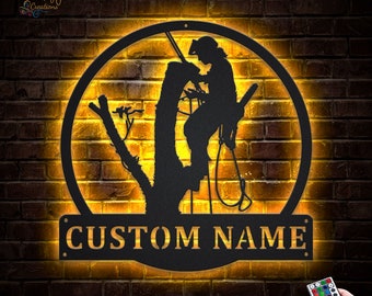 Arborists Metal Sign With LED Lights, Custom Arborists Metal Wall Art, Lumberjack Neon Decor ,Arborists Neon Sign Wall Decor