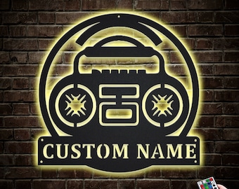 Radio Metal Sign LED Lights V5, Custom Radio Vintage Sign, Radio Neon Metal Wall Decor, Radio Studio Name Sign, Radio Wall Hanging