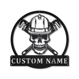 Custom Skull Plumbing Metal Sign Art, Personalized Plumbing Metal Sign, Plumbing Wall Decor, Plumber Wall Art, Cute Plumbing Wall Hanging