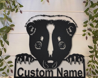Skunk Animal Metal Sign Art, Custom Skunk Metal Sign, Skunk Animal Metal Wall Decor, Skunk Animal Wall Hanging For Decoration