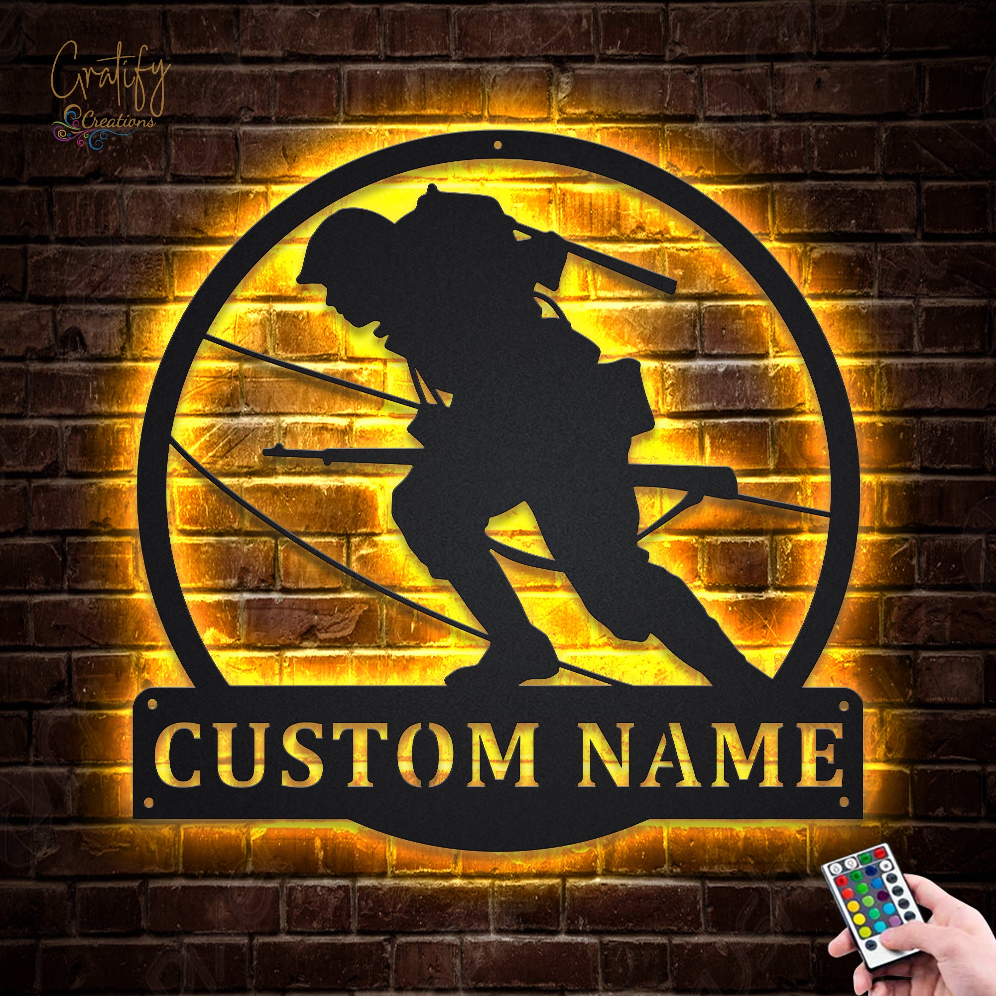 Soldier Military Metal Sign LED Lights v2, Custom Soldier Military Metal Sign, Soldier Military Neon Sign,Soldier Military Navy Wall Hanging