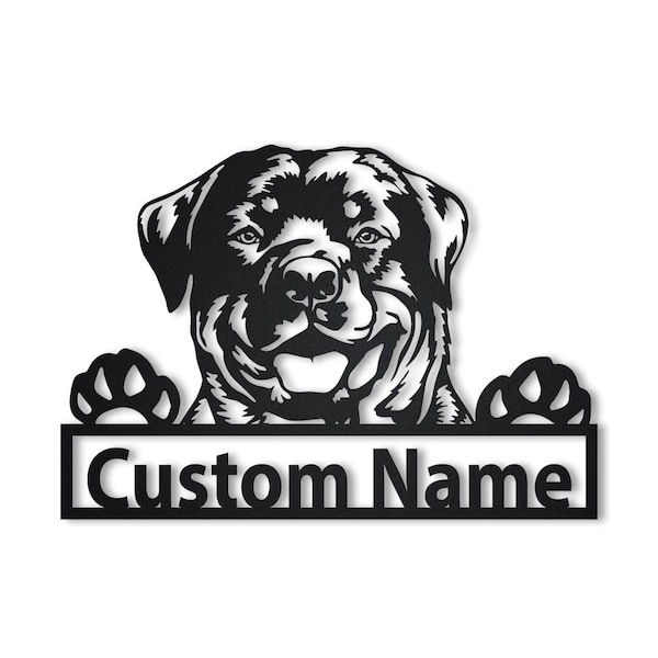 Rottweiler Dog Metal Sign Art, Custom Rottweiler Dog Metal Wall Art, Dog Name Sign, Rottweiler Dog Wall Hanging For Decoration