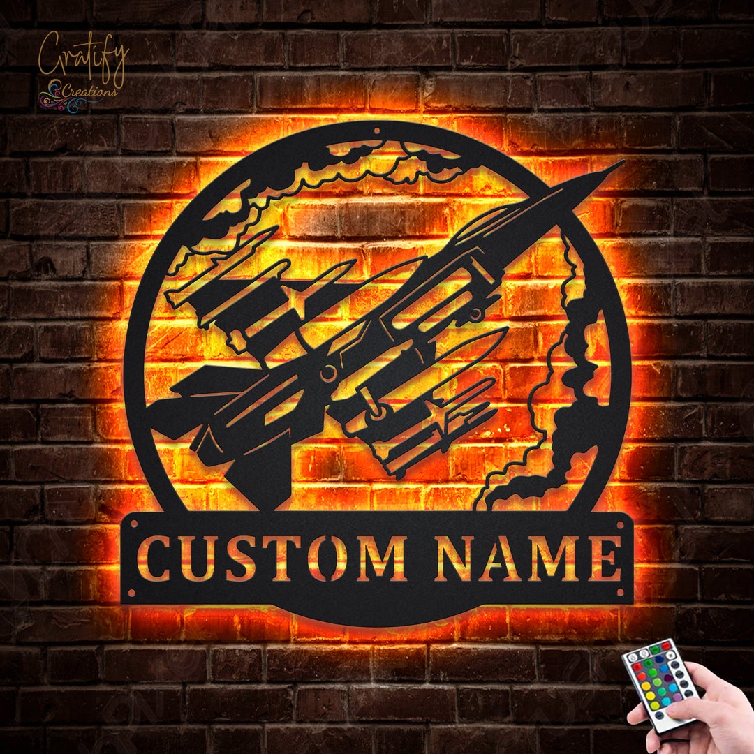 Jet Fighter Metal Sign LED Lights V3, Custom Jet Fighter Metal Sign ...