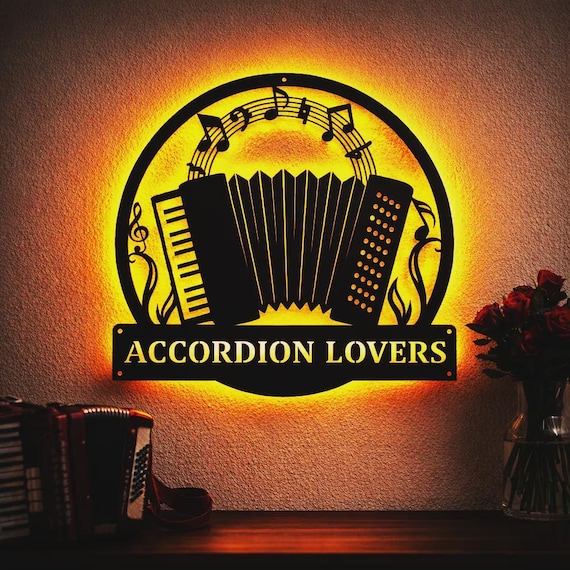 Personalized Accordion LED Metal Wall Sign, RGB Color Changing