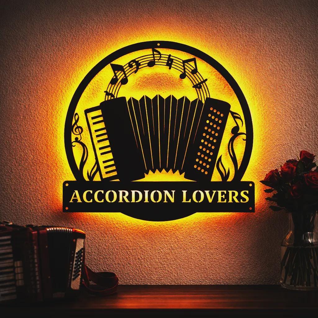 アート・デザイン・音楽 camdeleon Exterior.01 Custom Print Personalized Accordion LED Metal Wall Sign, RGB Color Changing
