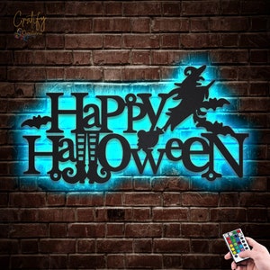 Happy Halloween Metallschild mit LED-Leuchten | Benutzerdefinierte Halloween Metallschild | Halloween Dekoration