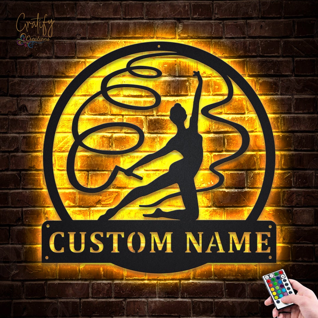 Insegna in metallo con luci a LED v3 con ballerina di nastro