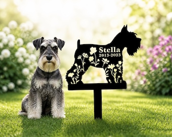 Miniature Schnauzer Memorial Stake | Metal Dog Grave Marker Sign