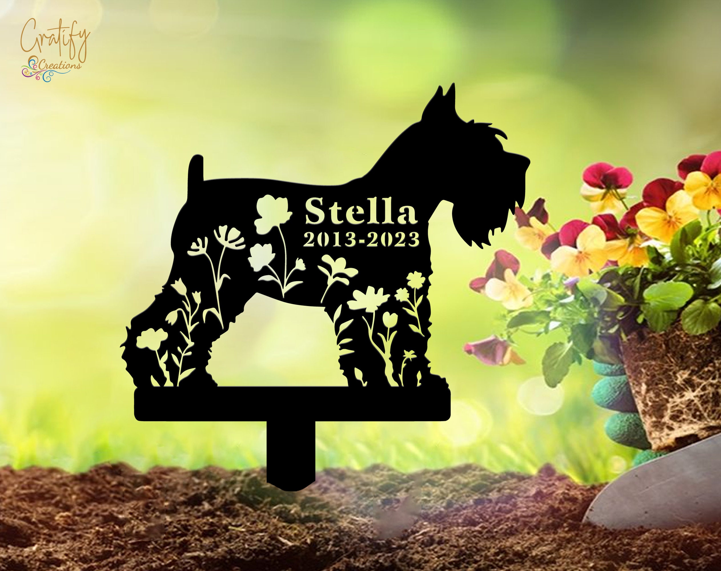 Miniature Schnauzers Dog Sign Dog Memorial Stake, Metal Stake, Sympathy Sign, Pet Grave Marker, Remembrance Stake,  Pet Memorial Gift