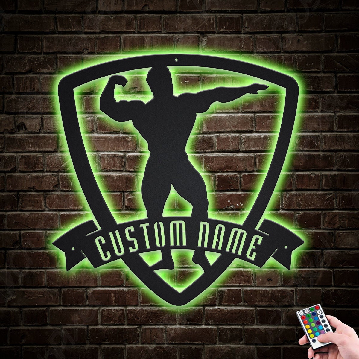 Muscle Building Sign Male Bodybuilder Metal Sign LED Lights V1, Custom Bodybuilder Metal ...