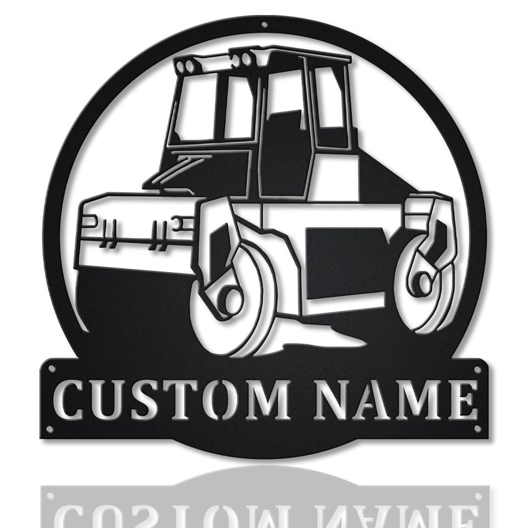 Road Compactor Roller Monogram Metal Sign Art, Custom Compactor Roller ...