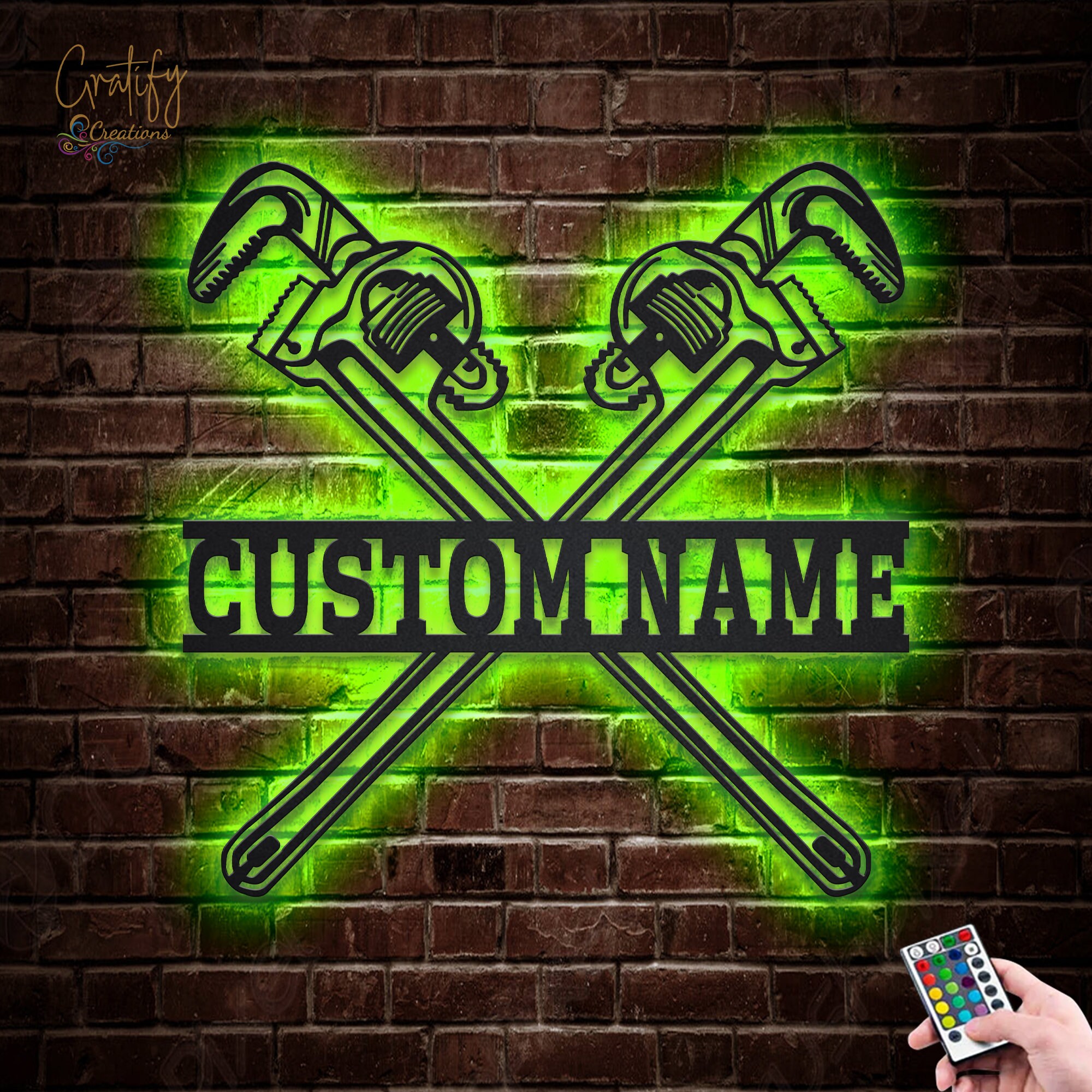 Plumbing Tools Metal Sign LED Lights, Custom Plumbing Metal Sign, Plumber Neon Metal Wall Decor, Plumbing Home Decor,