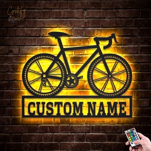 Bicycle Sport Metal Sign LED Lights,Custom Bicycle Sport Metal Sign, Cycling Neon Metal Sign, Cyclist And Biker, Bicycle Wall Hanging