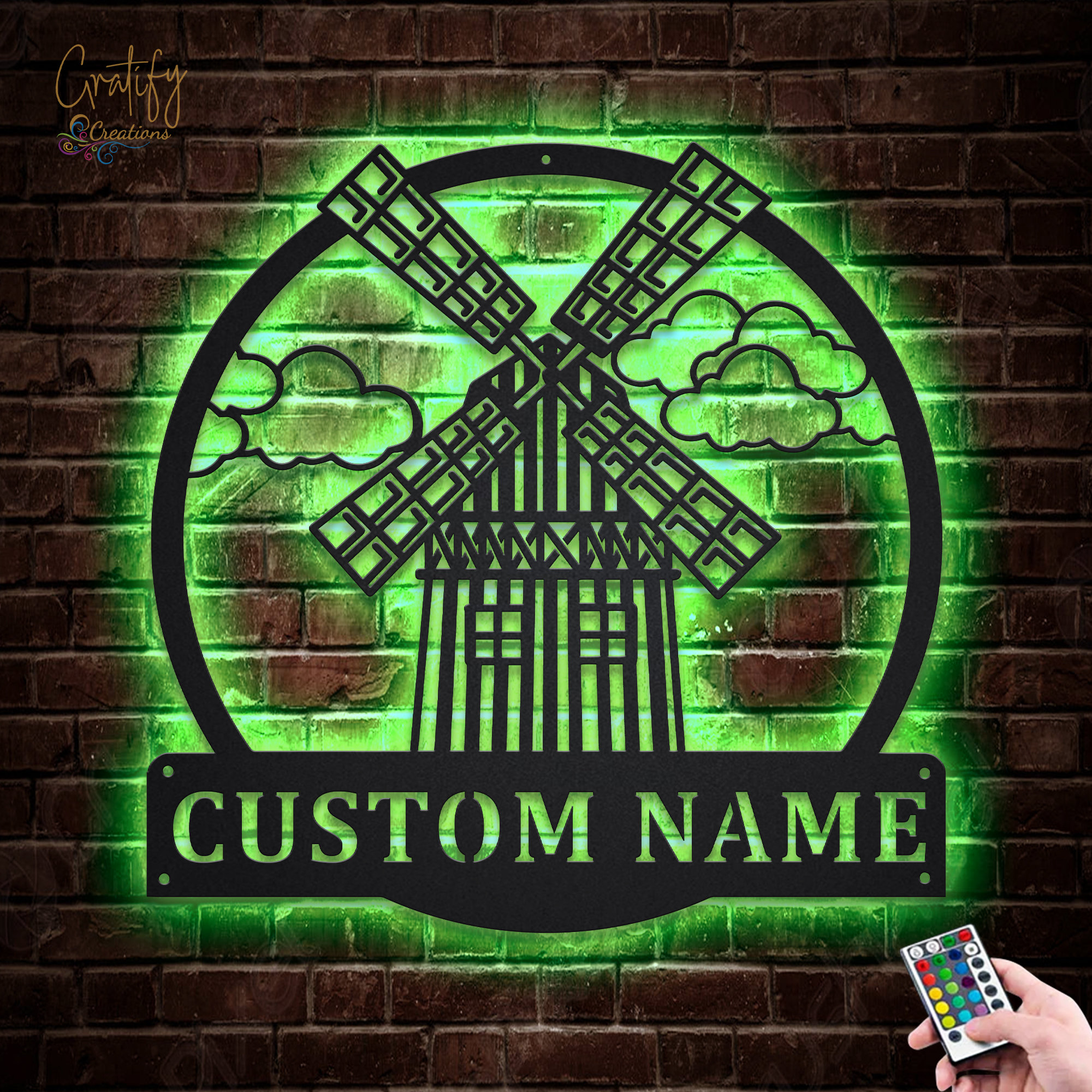 Windmill Metal Sign LED Lights V3, Custom Windmill Metal Sign, Windmill ...