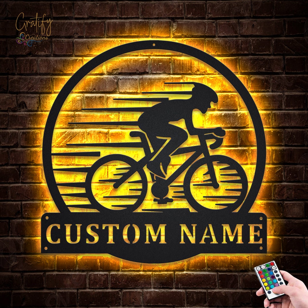 Cycling Sport Metal Sign LED Lights, Custom Cycle Sport Metal Sign ...