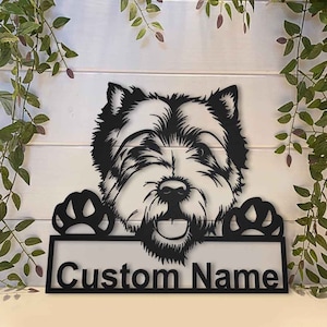 West Highland White Terrier Hund Metallschild Kunst, Custom West Highland White Terrier Hund Metallschild, Namensschild für Hunde, Hundewandbehang