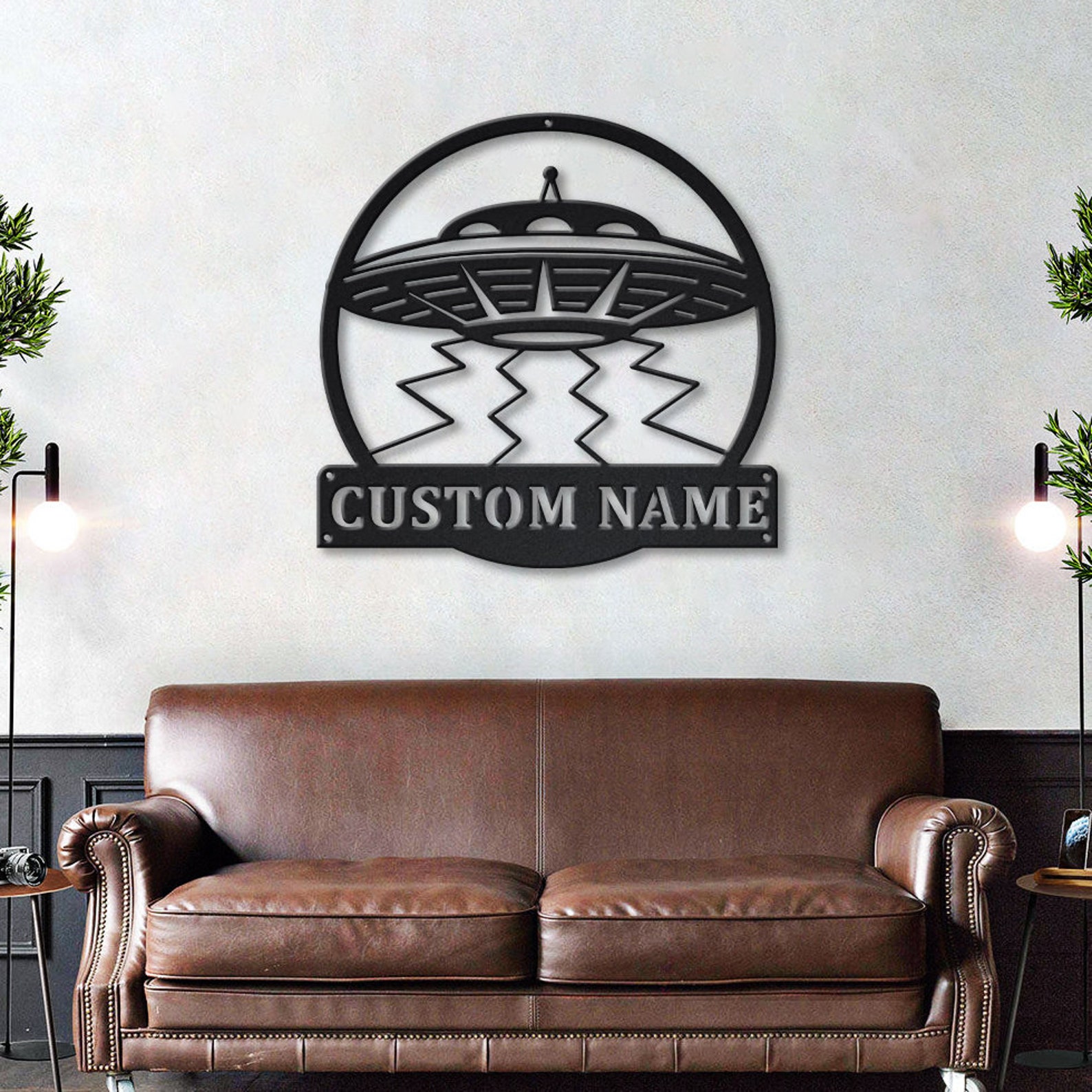 Ufos Alien Metal Wall Art LED Lights V2, Custom UFO Metal Sign ...