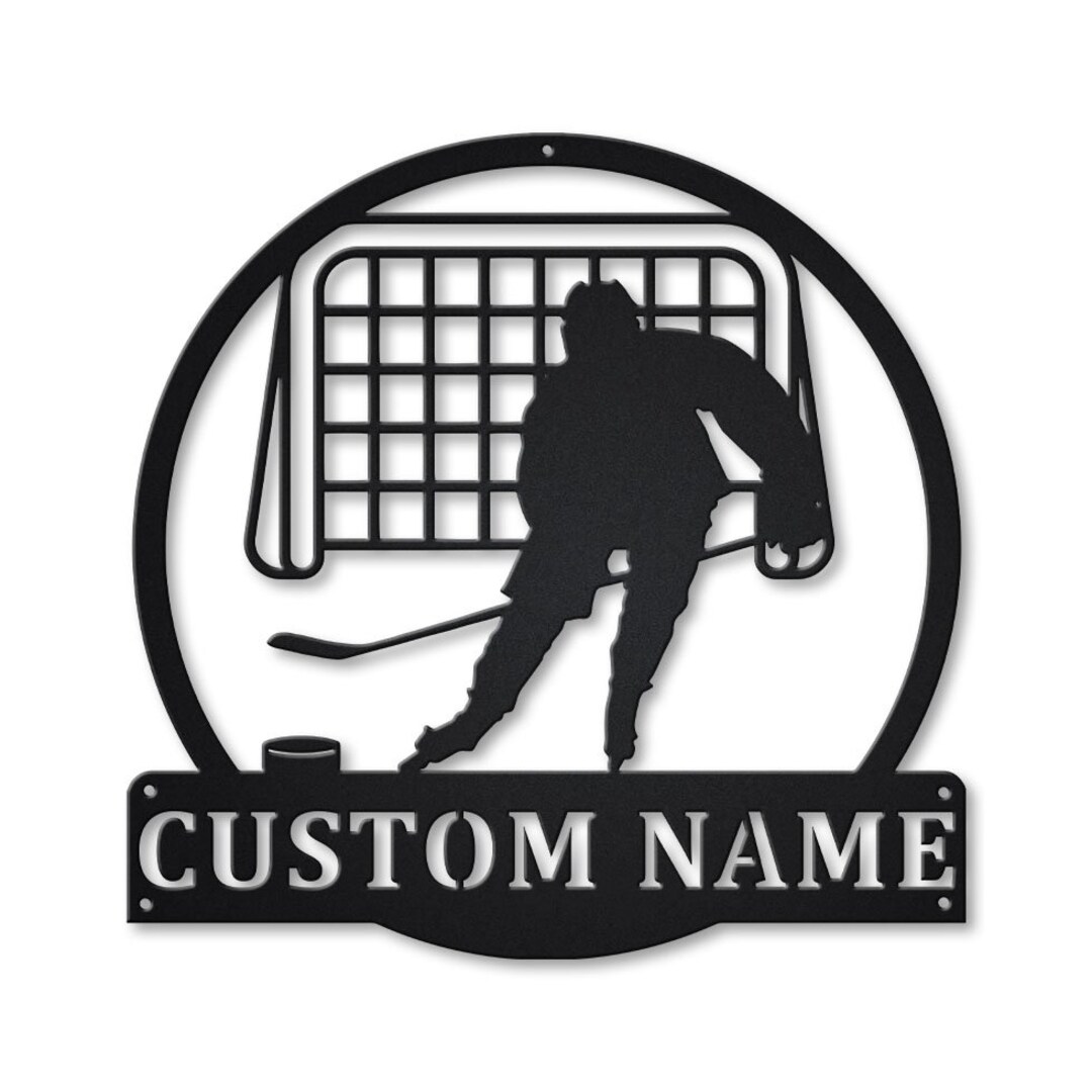 Hockey Name Monogram Metal Sign Art ,custom Hockey Name Metal Sign