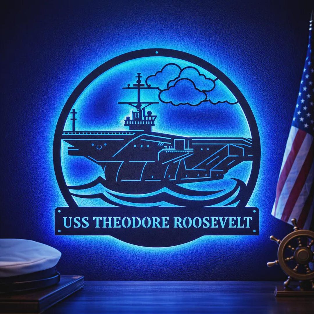 Aircraft Carrier Navy Metal Sign LED Lights, Custom Aircraft