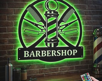 Custom Barber Hair Stylist Metal Wall Art With LED Lights, Personalized Barber Hair Stylist Metal Signs, Beauty Salon Metal Wall Hanging