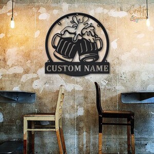 Personalized LED Beer Mug Metal Wall Art for Home Bar Decor | Cheers ...