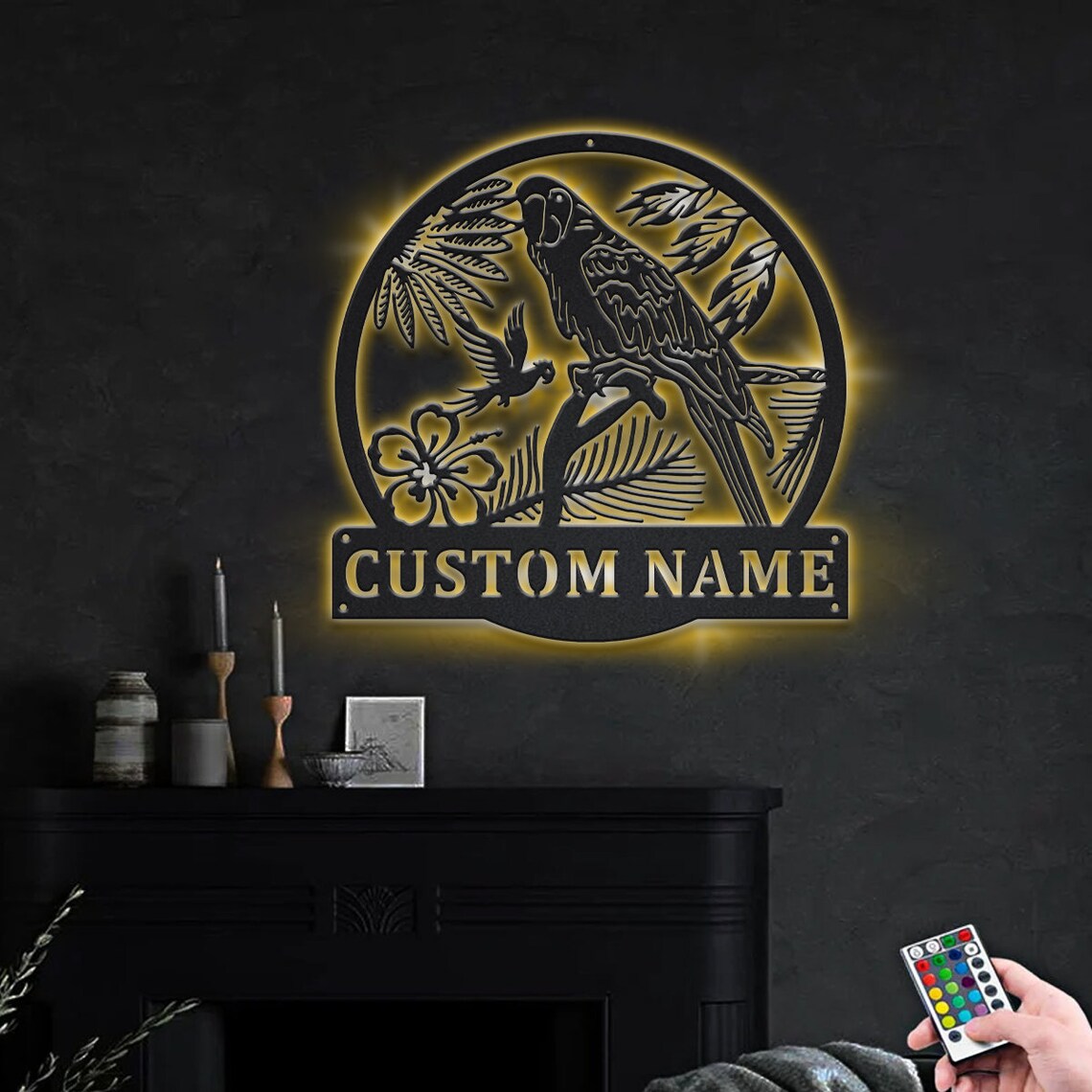 Macaw Led Lighting For Aviaries Reference: Macaw Bird Metal Sign Led Lights Custom Macaw Bird Metal