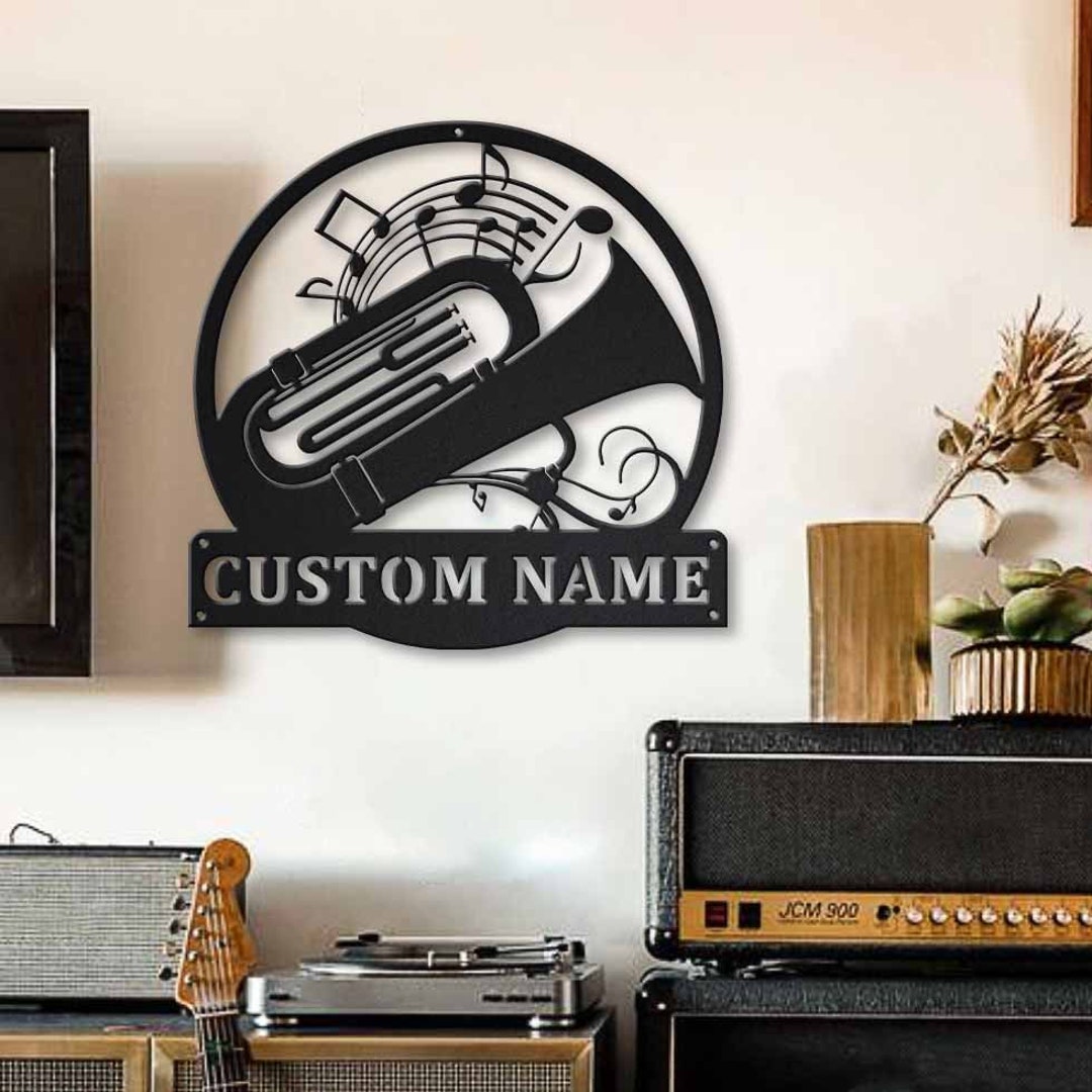 Tuba Music Metal Sign Art, Custom Tuba Music Metal Decor, Tuba Music