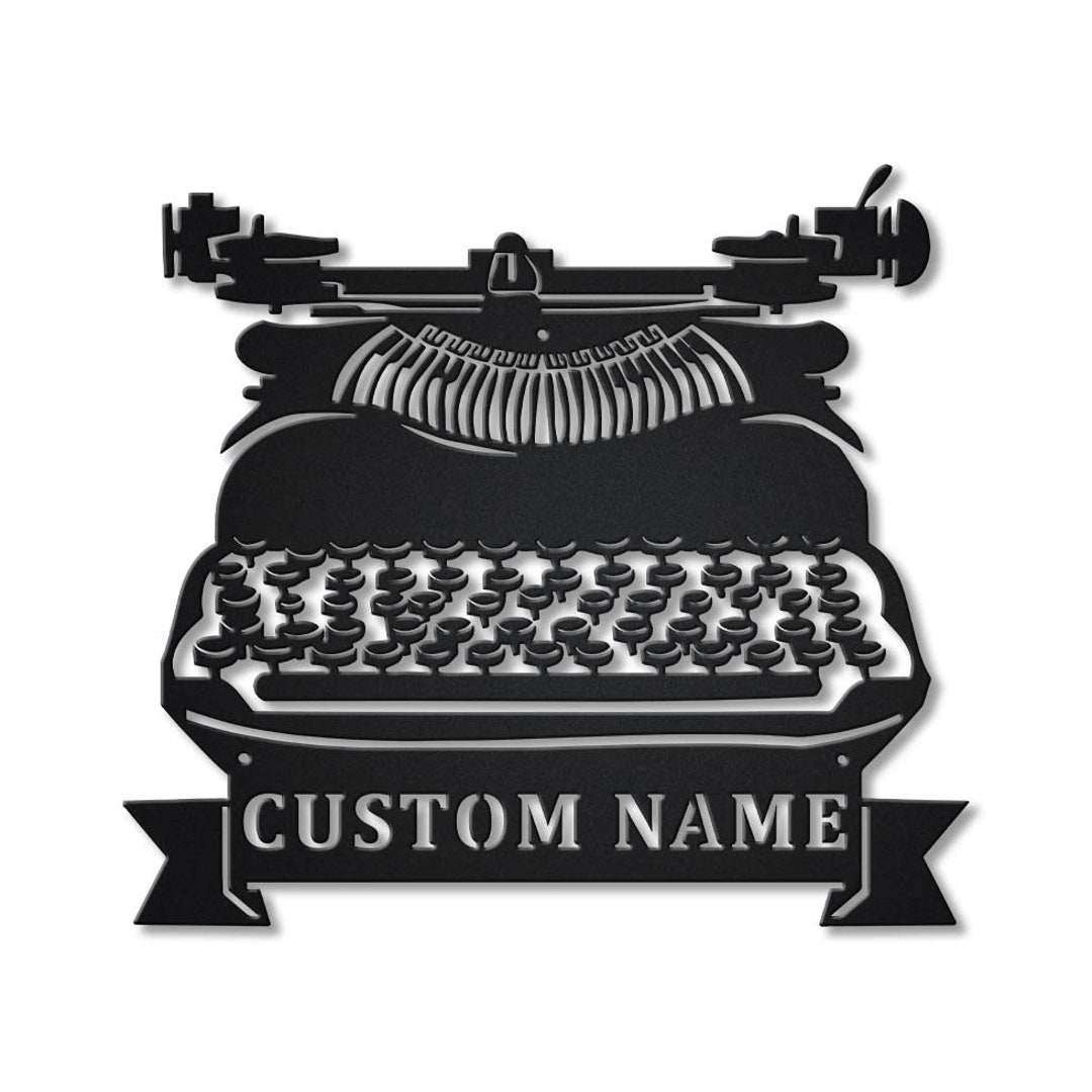Custom Typewriter Metal Sign Art, Personalized Typewriter Monogram