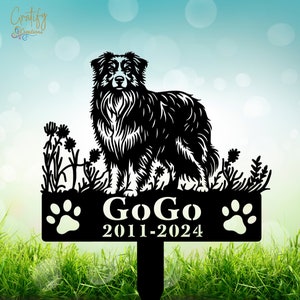Australian Shepherds Sign , Custom Dog Memorial Stake, Metal Stake, Sympathy Sign, Pet Grave Marker, Remembrance Stake,  Pet Memorial Gifts
