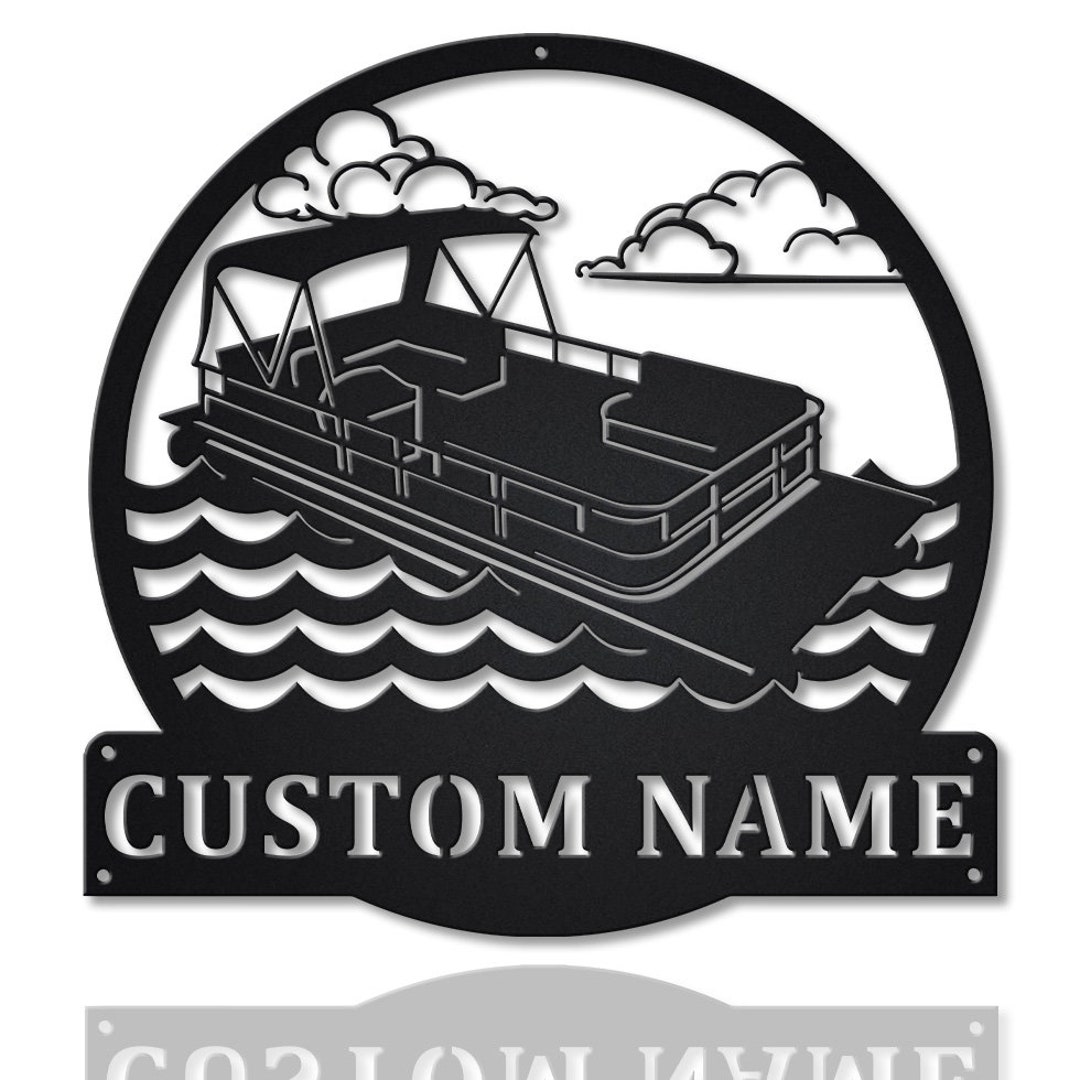 Custom Pontoon Boat Metal Sign Art V4, Personalized Pontoon Boat